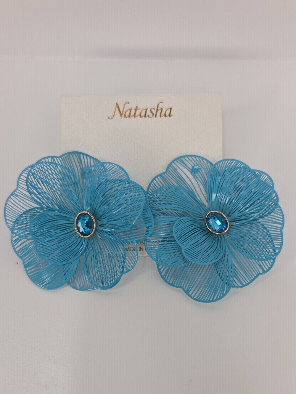 💙▪️Natasha Couture ▪️Turquoise Wire Floral Filigree Earrings - Picture 3 of 6